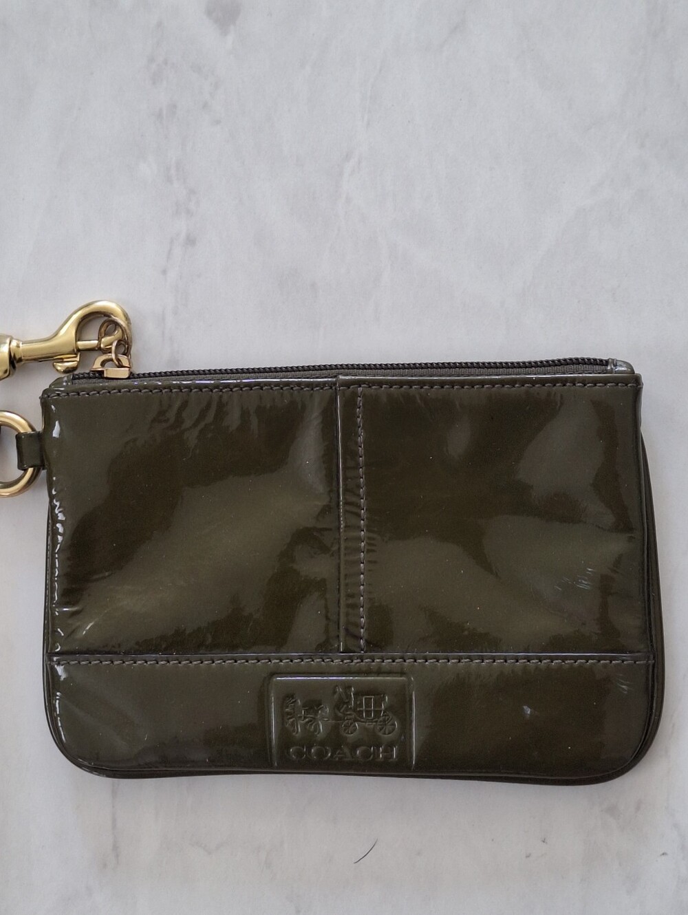 Coach Patent Leather Green Wristlet